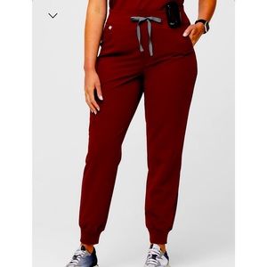 FIGS Burgundy High Waisted Zamora Joggers ORIGINAL VERSION